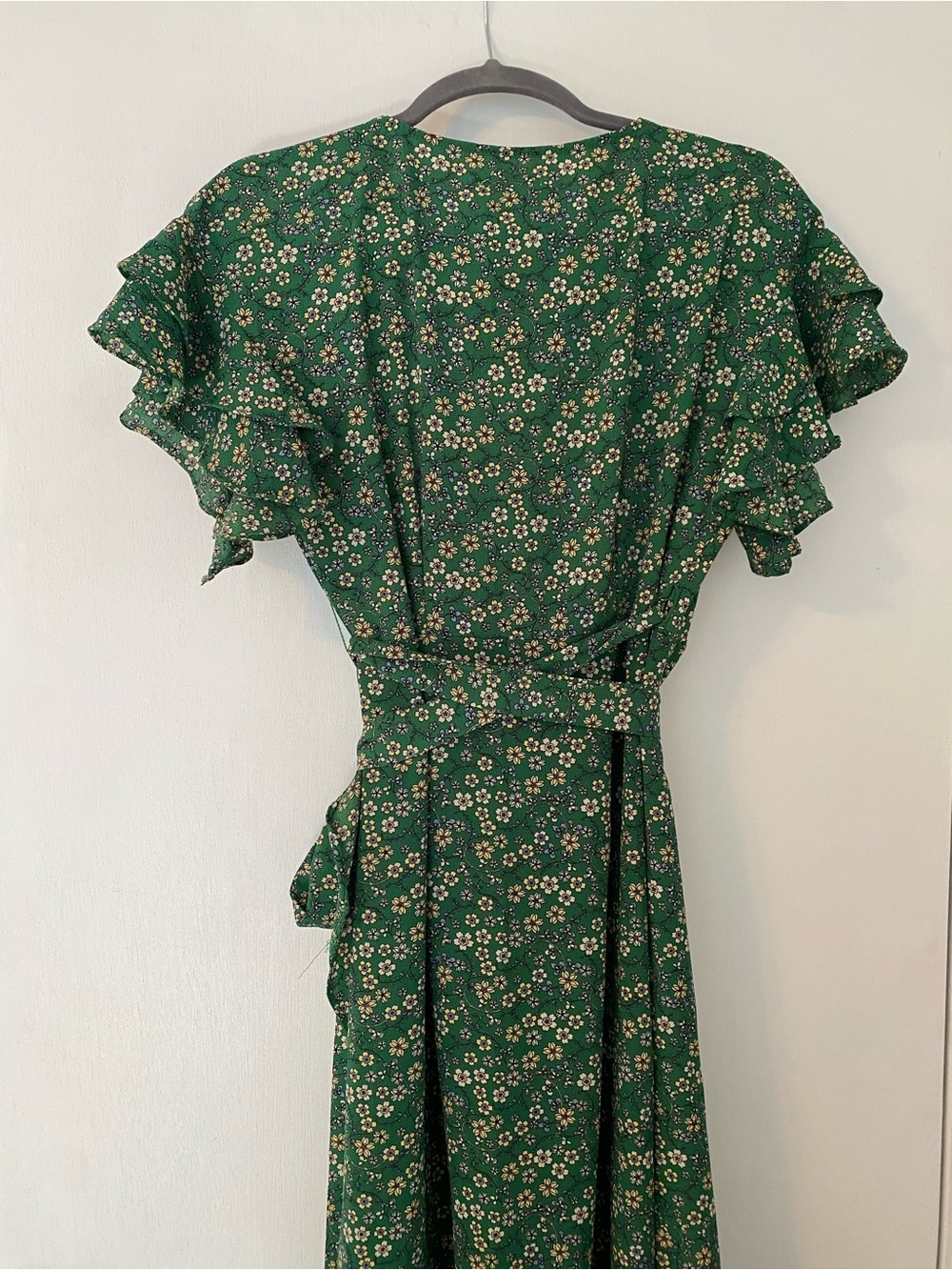 Green Floral Wrap Dress - Picture 6 of 11